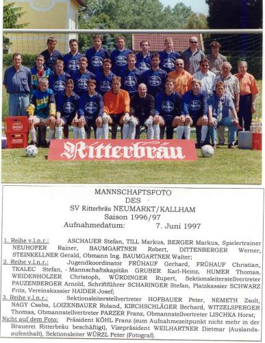 Mannschaft und Funktionäre 7. Juni 97